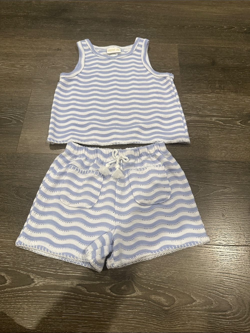 Kids Light Blue & White Striped Tank and Shorts Set